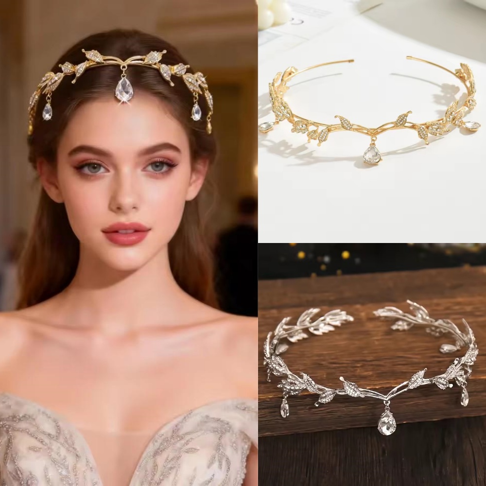 Vintage Fashion Guild - Vintage Fairy Crown Tiaras Crystal Leaves