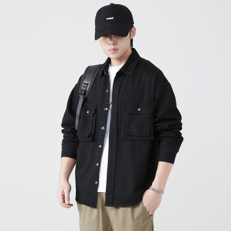Vintage Fashion Streetwear - Pure Cotton Tooling Shirts Men Spring