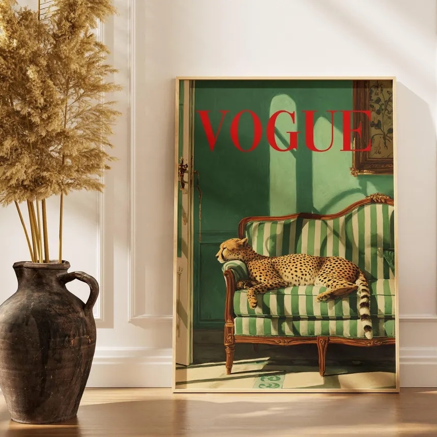 Vintage Vogue Fashion Poster - Vintage Animal Wall Art Fashion Magazine