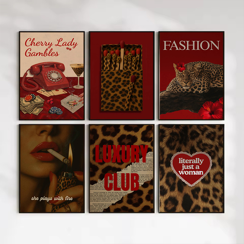 Vintage Vogue Fashion Poster - Fashion Leopard Matchbox Wall Art Poster