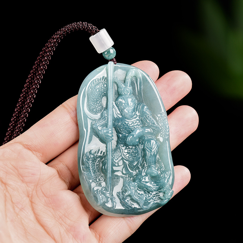 Vintage Fashion Women - Burmese Jadeite Monkey King Pendant Necklace