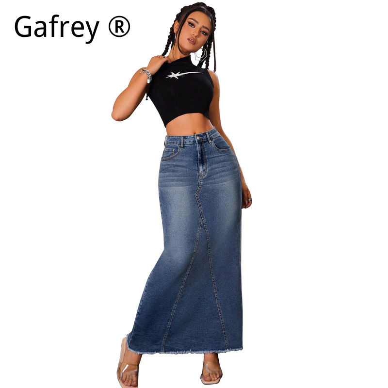 Women Denim Midi Skirt High Wa - đánh giá và giá Vintage Fashion Streetwear