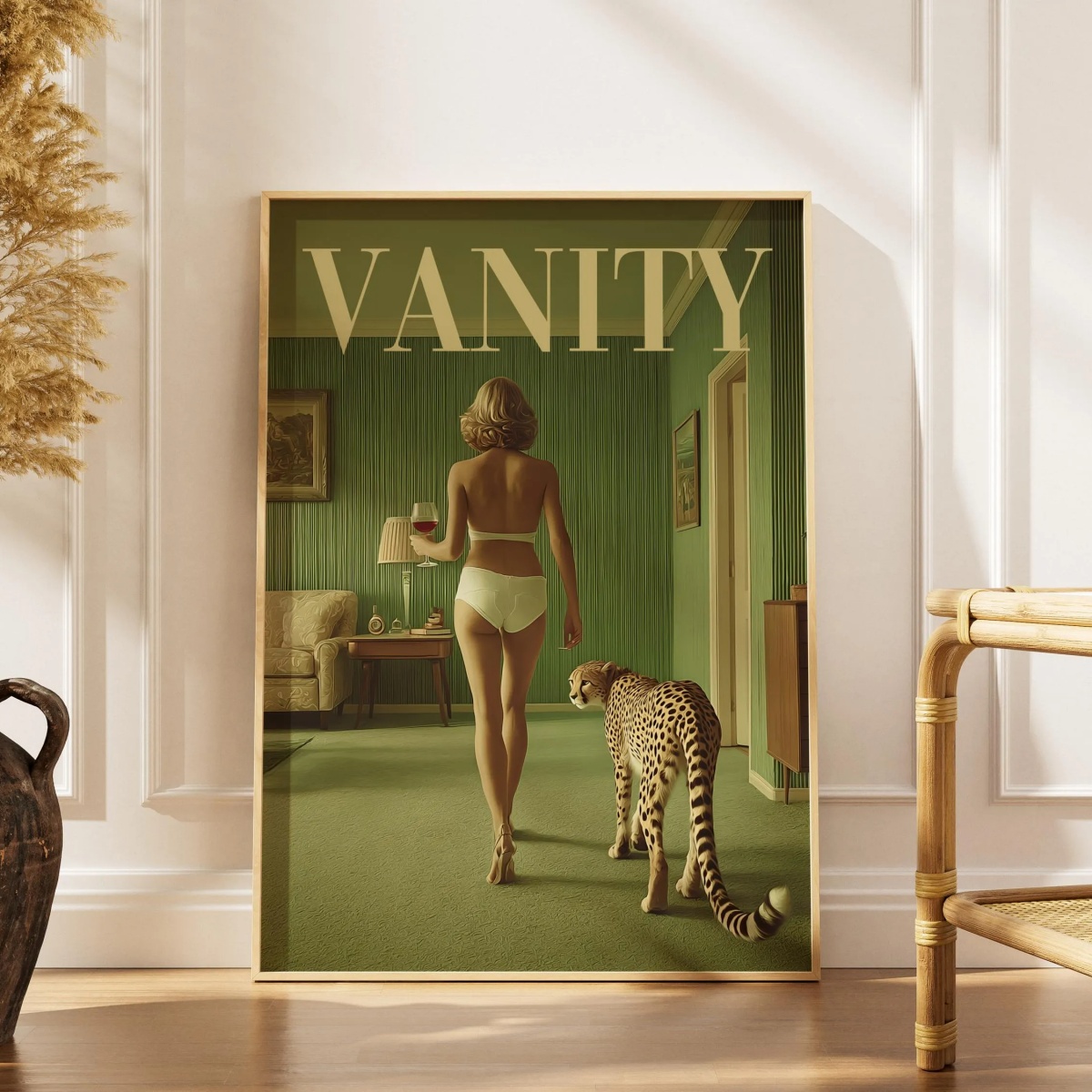 Vintage Woman with Cheetah Can - đánh giá và giá Vintage Vogue Fashion Poster