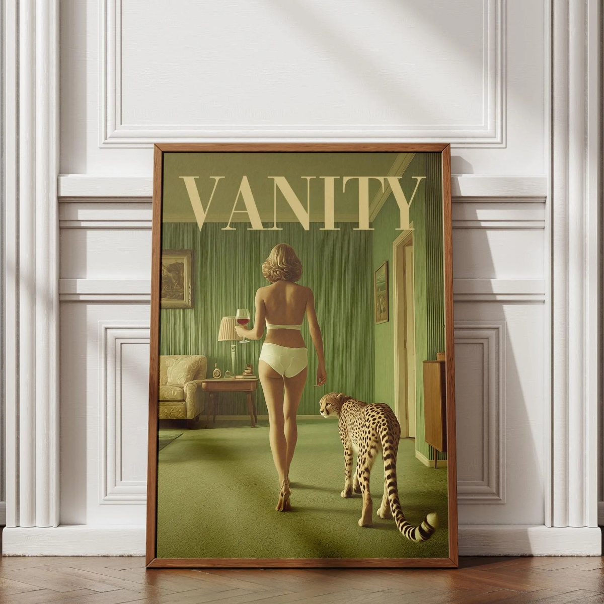 Vintage Woman with Cheetah Can - đánh giá và giá Vintage Vogue Fashion Poster