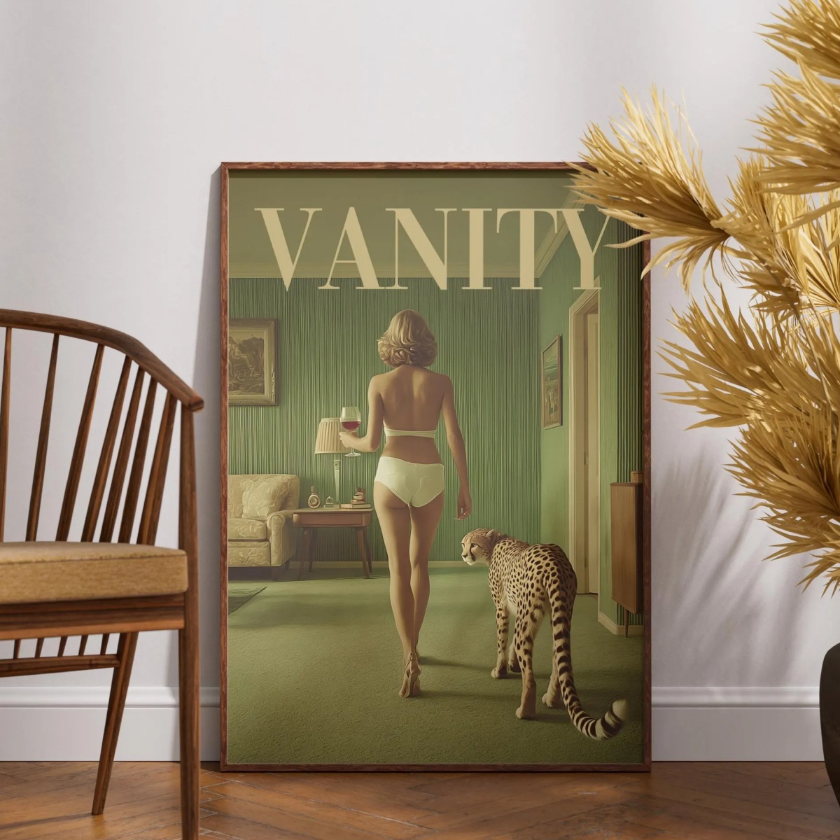 Vintage Woman with Cheetah Can - đánh giá và giá Vintage Vogue Fashion Poster