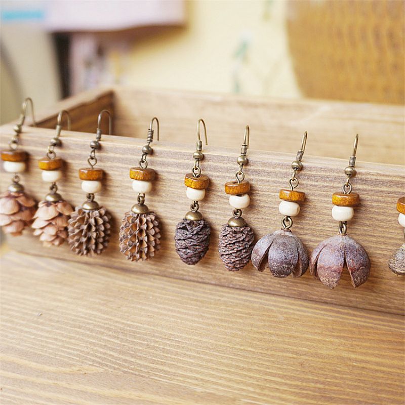 Vintage Wooden Plant Earring U - đánh giá và giá Vintage Fashion Guild