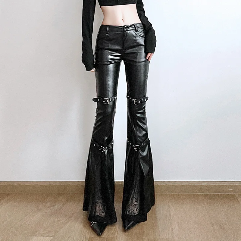 Women's PU Leather Flare Pants - đánh giá và giá Vintage Fashion Streetwear