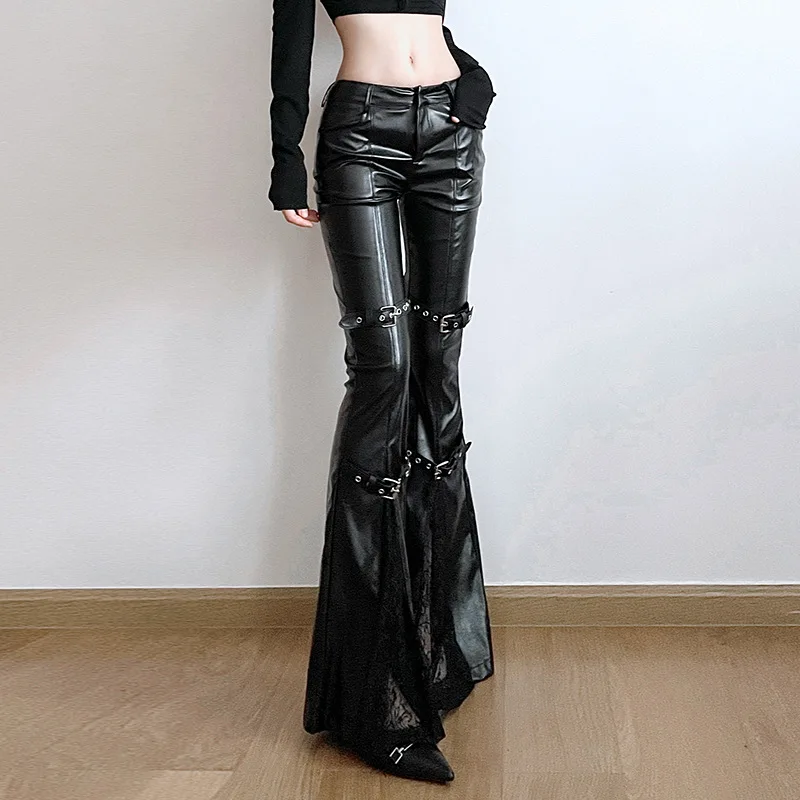 Women's PU Leather Flare Pants - đánh giá và giá Vintage Fashion Streetwear