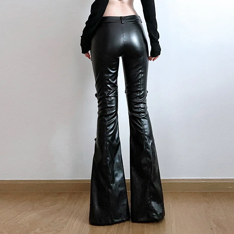 Women's PU Leather Flare Pants - đánh giá và giá Vintage Fashion Streetwear