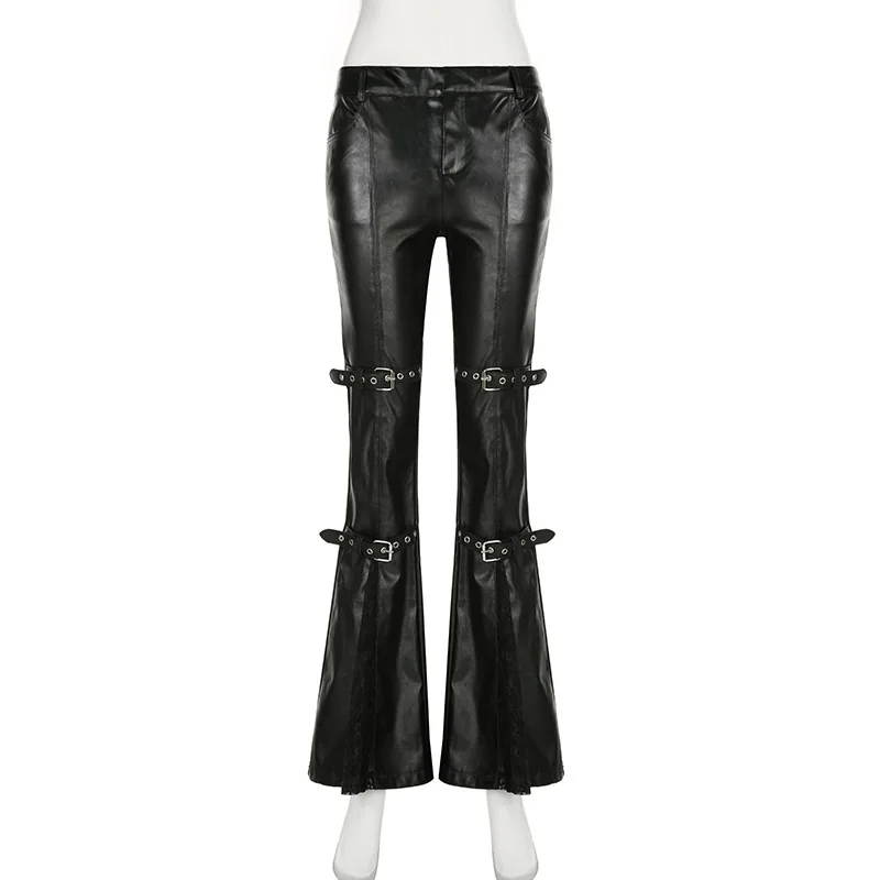 Women's PU Leather Flare Pants - đánh giá và giá Vintage Fashion Streetwear