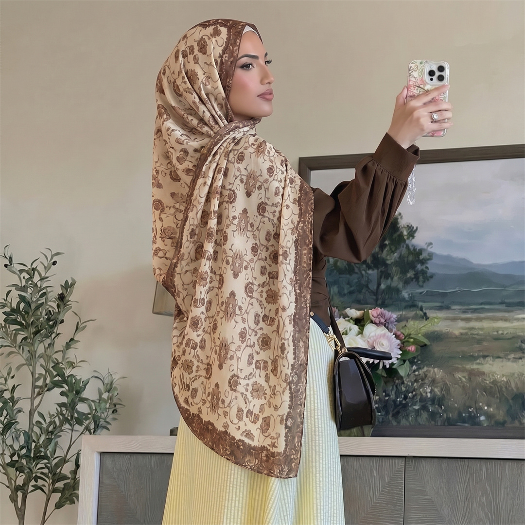 Vintage Floral Print Hijab Sof - đánh giá và giá Vintage Fashion Women