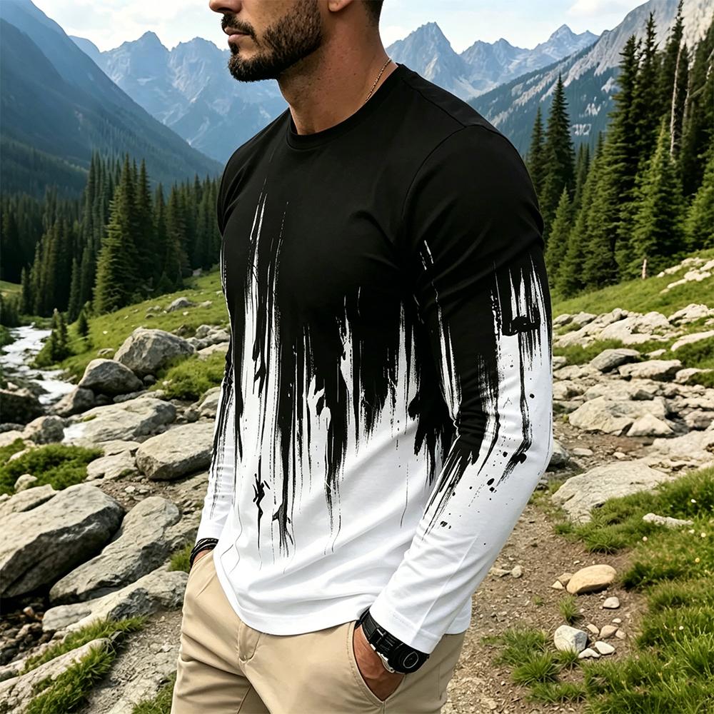 Men's Gradient Ink Splash Long - đánh giá và giá Vintage Fashion Streetwear