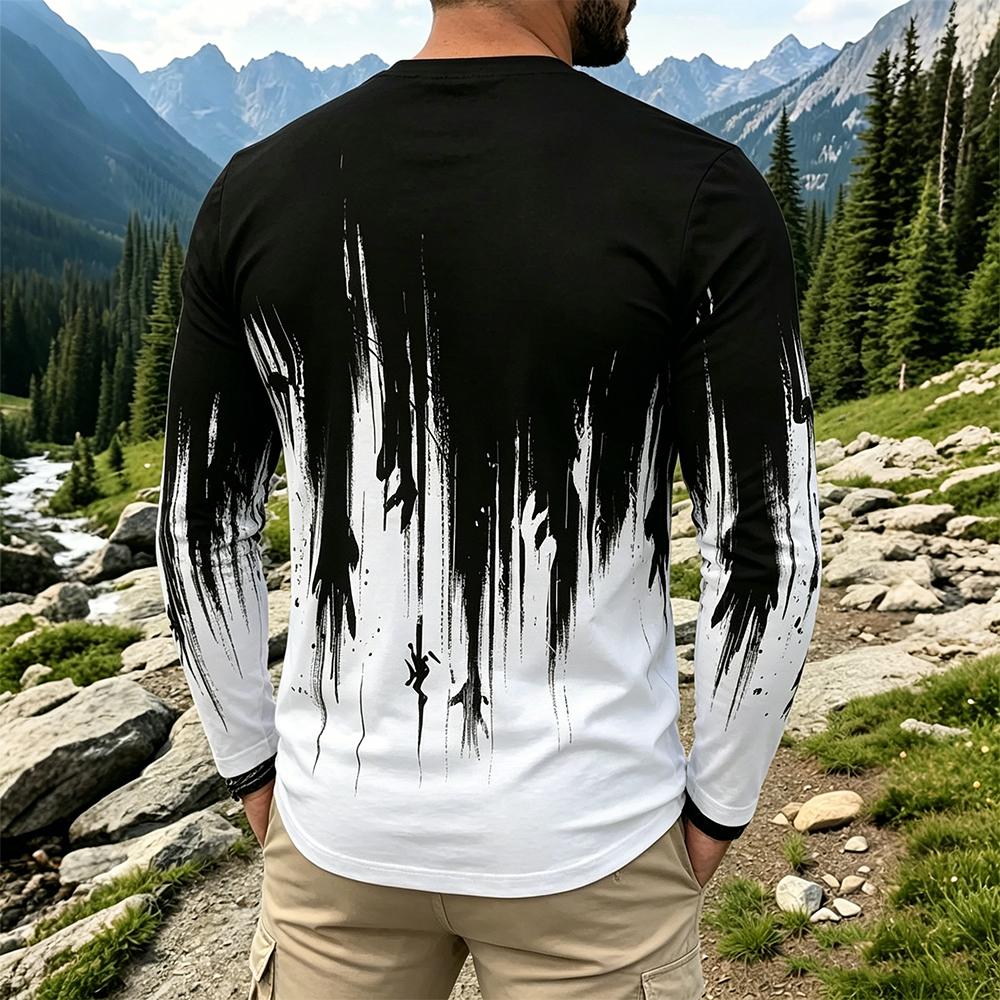Men's Gradient Ink Splash Long - đánh giá và giá Vintage Fashion Streetwear